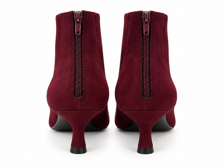 Kyra Faux Suede Ankle Boots Burgundy