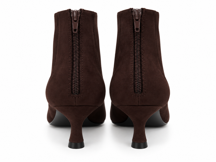 Kyra Faux Suede Ankle Boots Chocolate