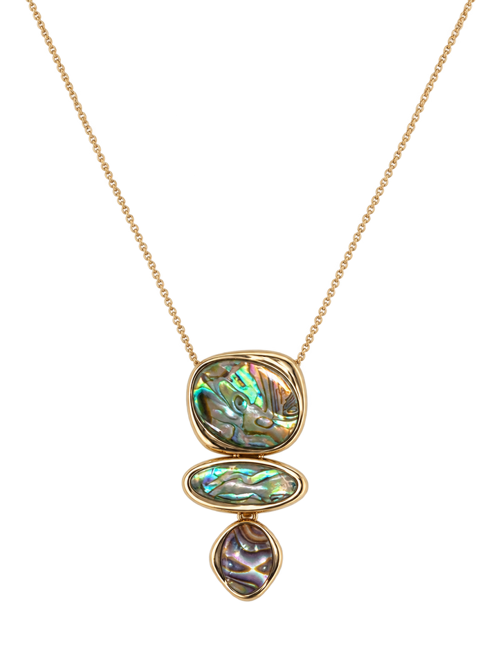 Triple Abalone Shell Necklace Gold