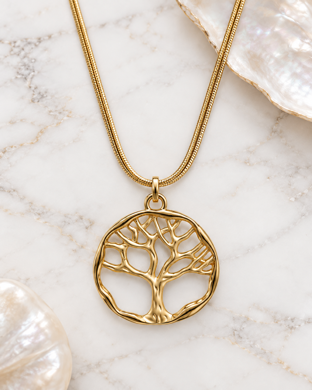 Large Tree Of Life Necklace Gold
