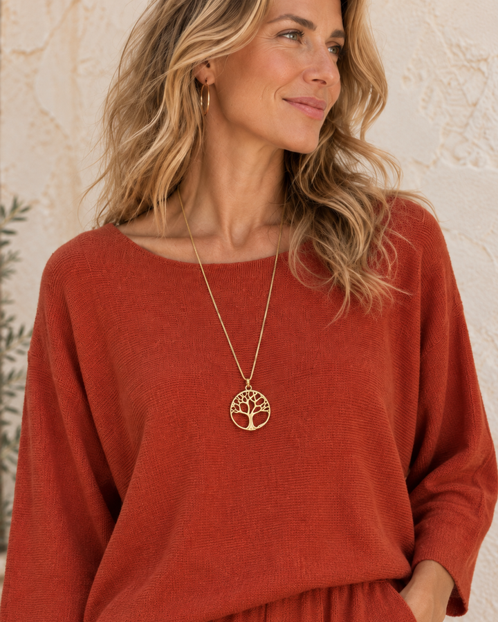 Large Tree Of Life Necklace Gold