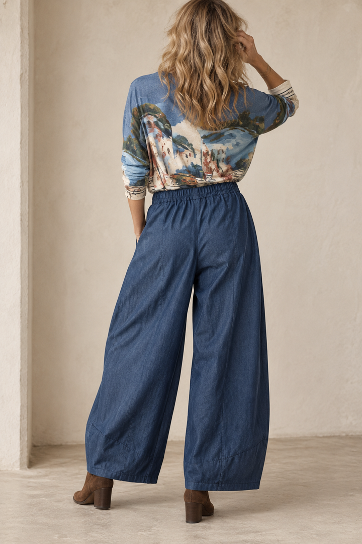 Bindi Barrel Leg Trouser Denim Blue