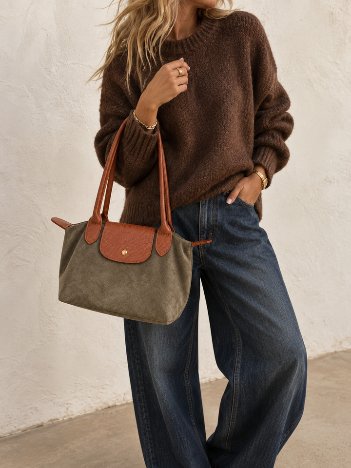 Margot Faux Suede Handbag Olive