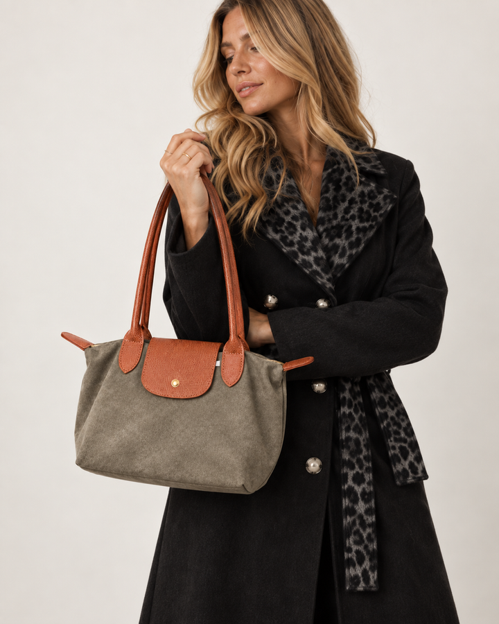 Margot Faux Suede Handbag Olive