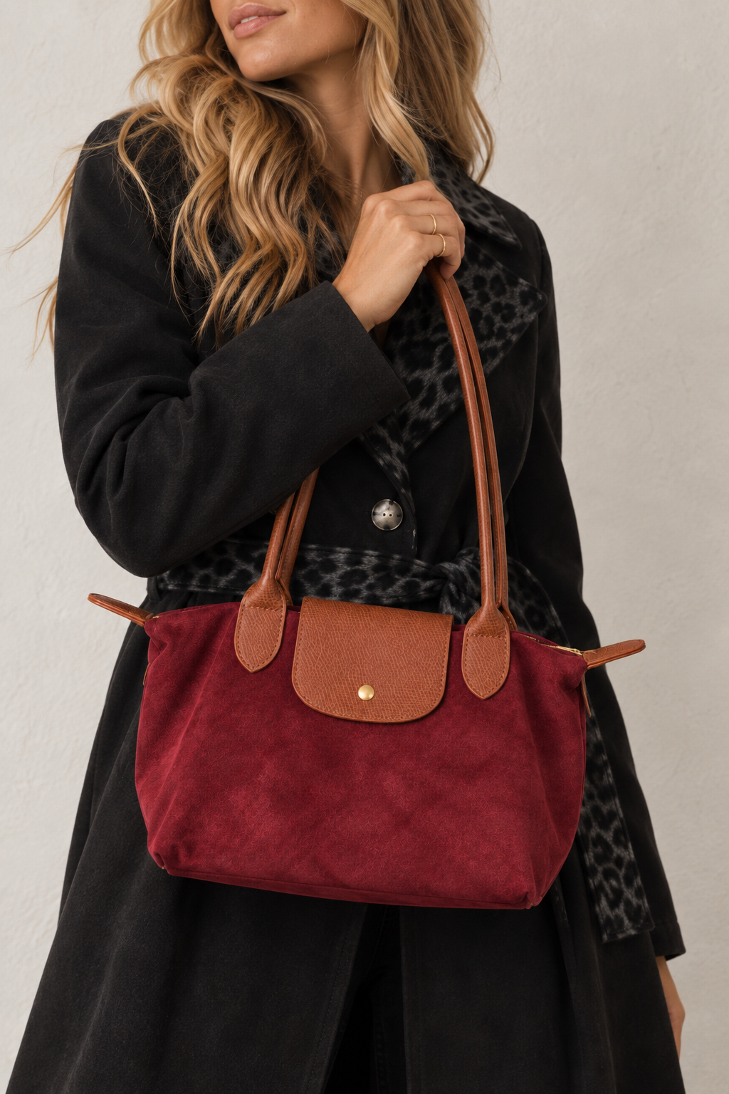 Margot Faux Suede Handbag Plum