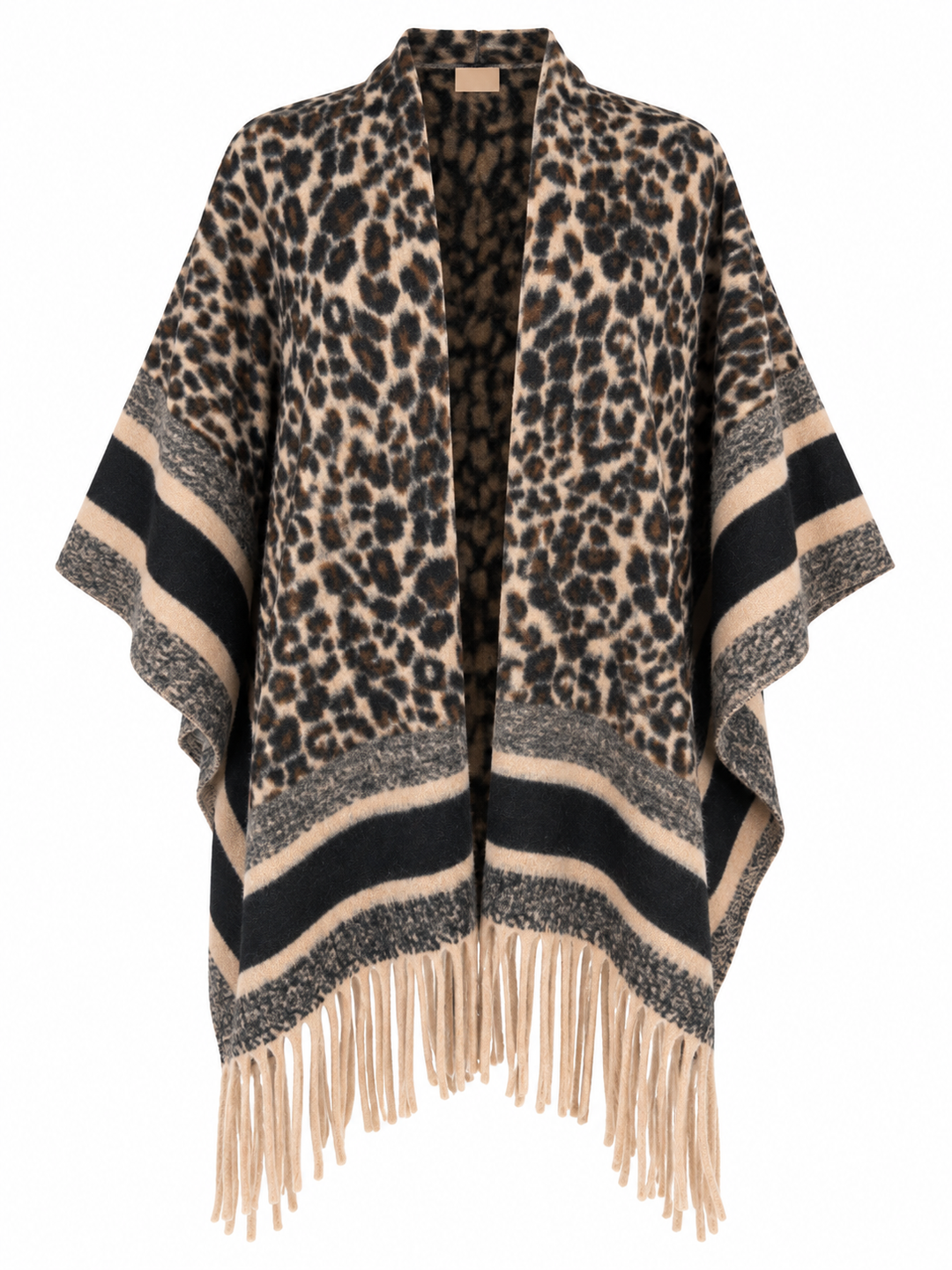 Billie Leopard Poncho Shawl Chocolate