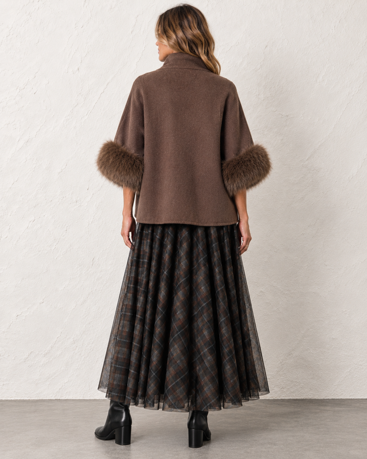 Vivenna Faux Fur Poncho Chocolate