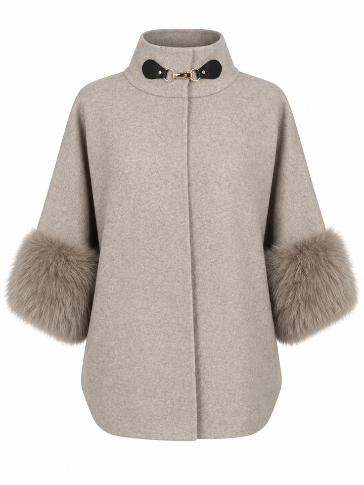 Vivenna Faux Fur Poncho Beige