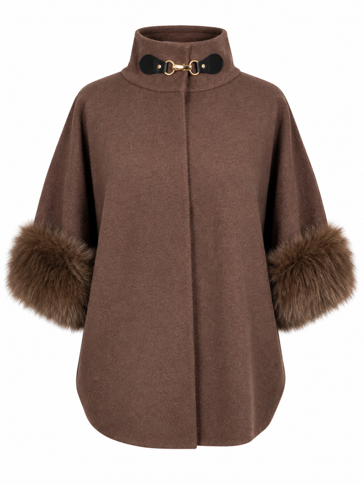 Vivenna Faux Fur Poncho Chocolate