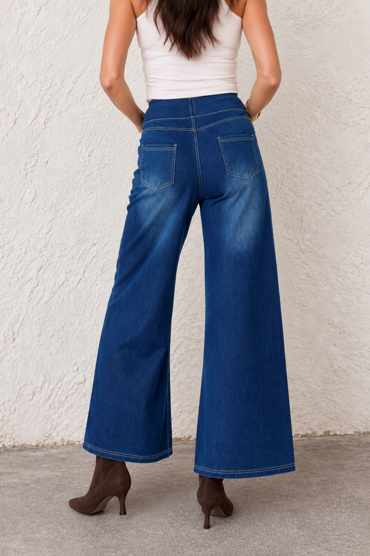Jade Wide Leg Stretch Jeans Indigo