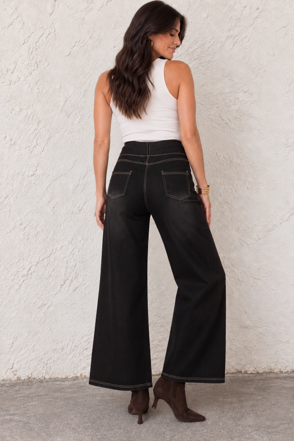 Jade Wide Leg Stretch Jeans Black