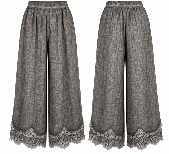 Etta Linen Lace Trousers Dark Chocolate