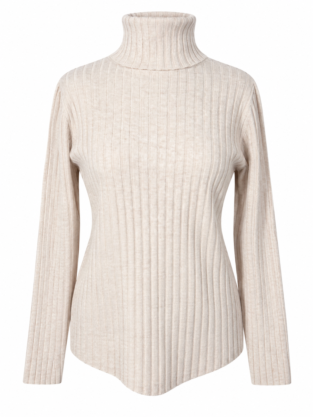 Tammy Rib Polo Neck Top Oat