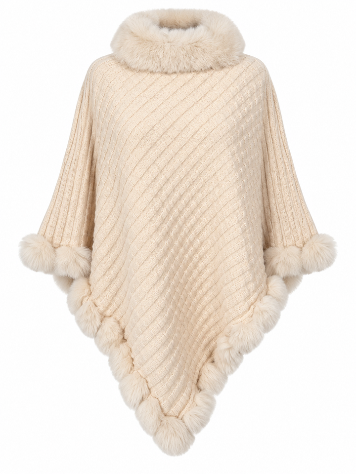 Danica Faux Fur Poncho Cream