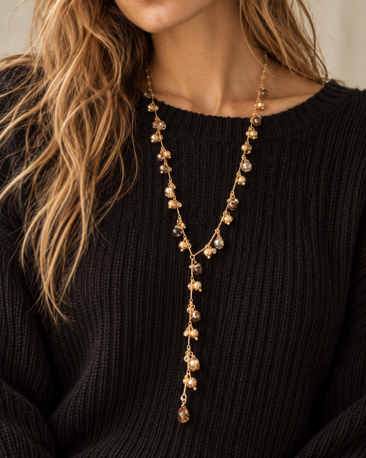 Stardust Shimmer Beaded Necklace Gold