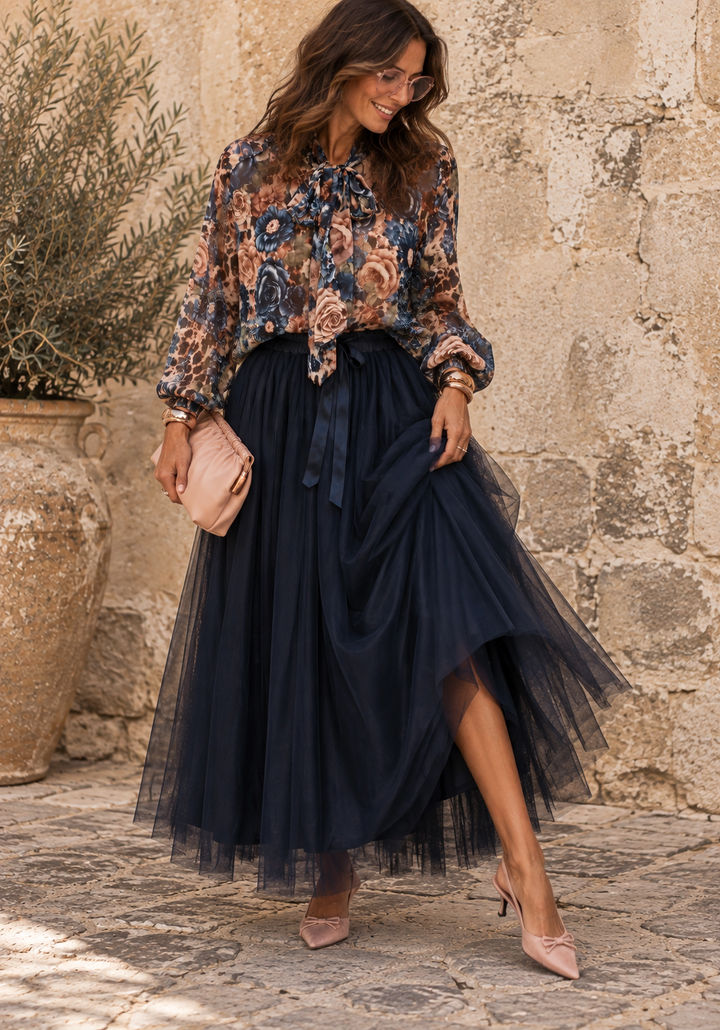 Carrie Tulle Skirt Navy