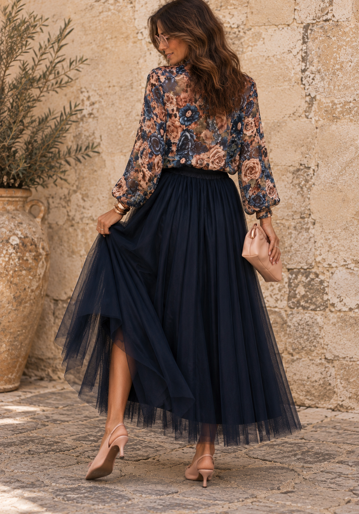 Carrie Tulle Skirt Navy
