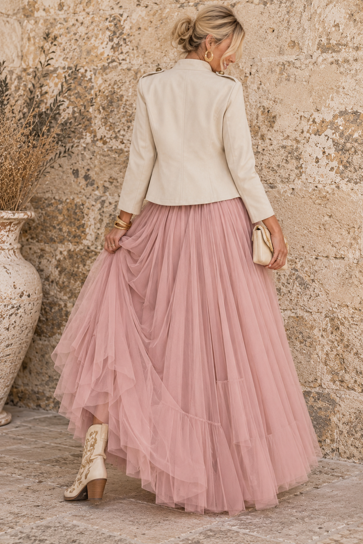 Carrie Tulle Skirt Dusky Pink