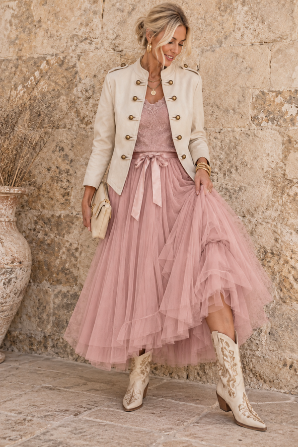 Carrie Tulle Skirt Dusky Pink