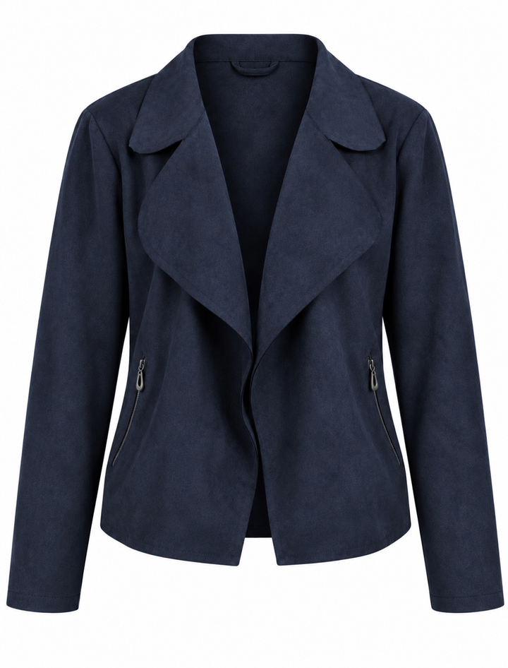 Verona Faux Suede Waterfall Jacket Navy