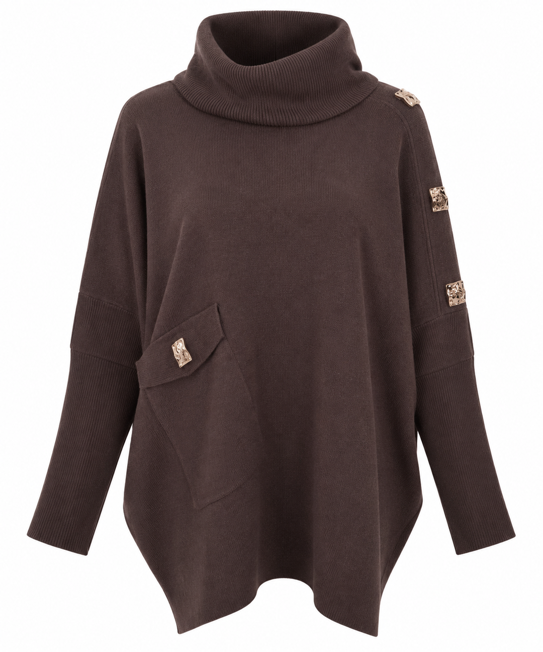Roxie Gold Button Jumper Chocolate