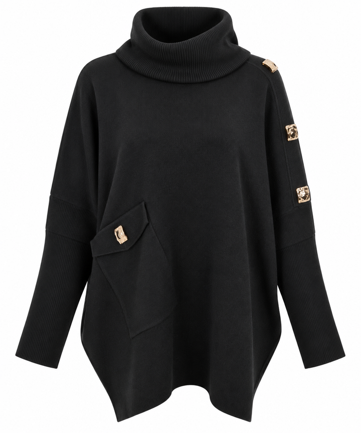 Roxie Gold Button Jumper Black