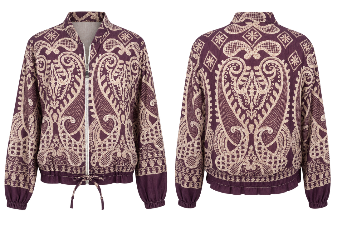 Eviana Paisley Zip Jacket Aubergine