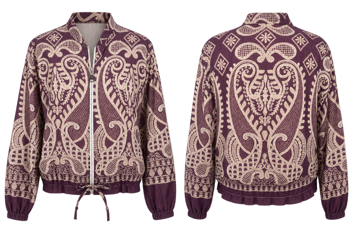 Eviana Paisley Zip Jacket Aubergine