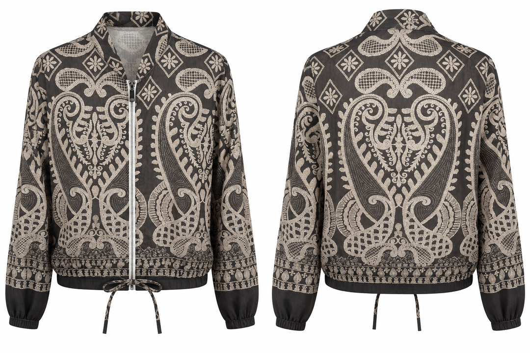 Eviana Paisley Zip Jacket Charcoal