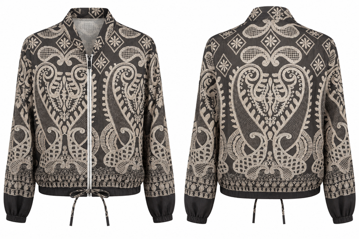Eviana Paisley Zip Jacket Charcoal