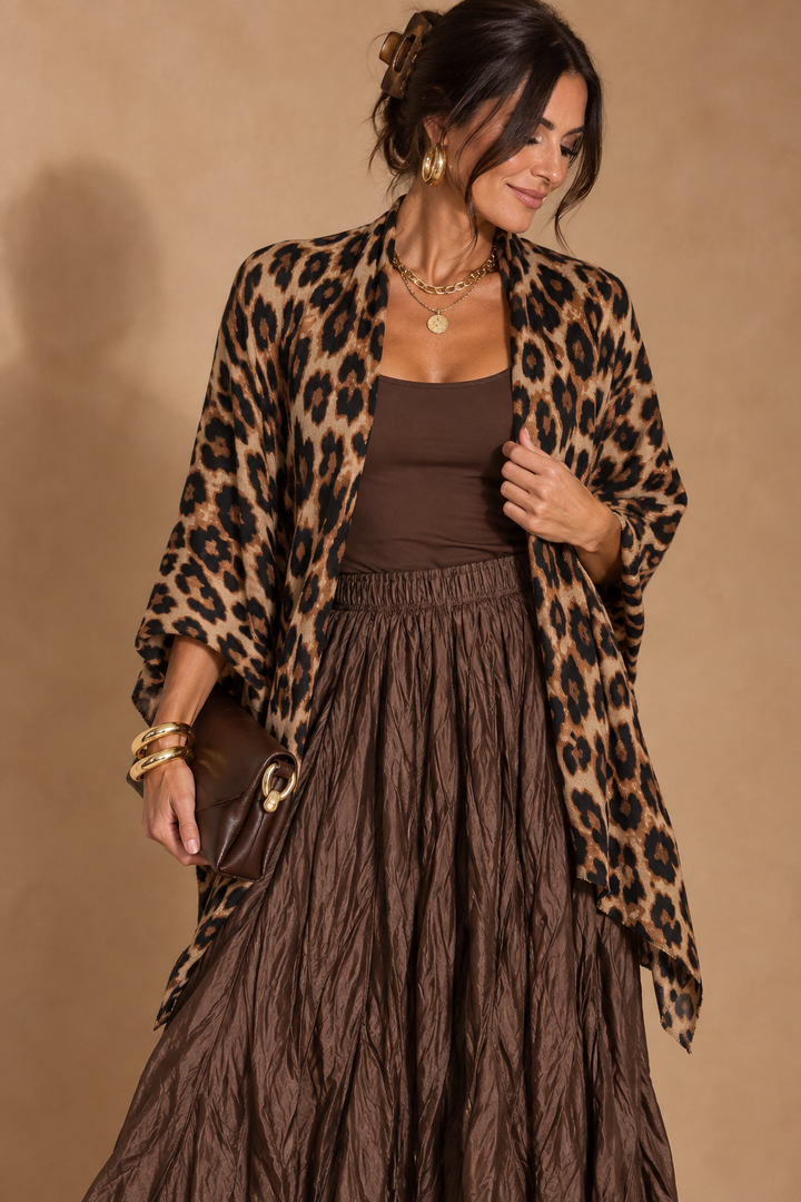 Roxie Leopard Print Scarf Beige