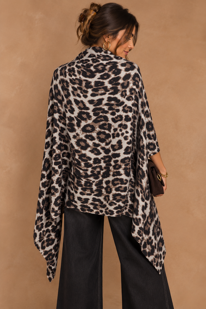 Roxie Leopard Print Scarf Grey