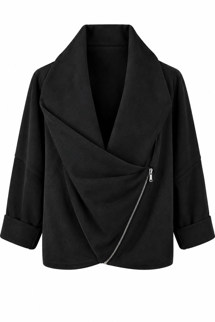 Urban Drape Faux Suede Jacket Black