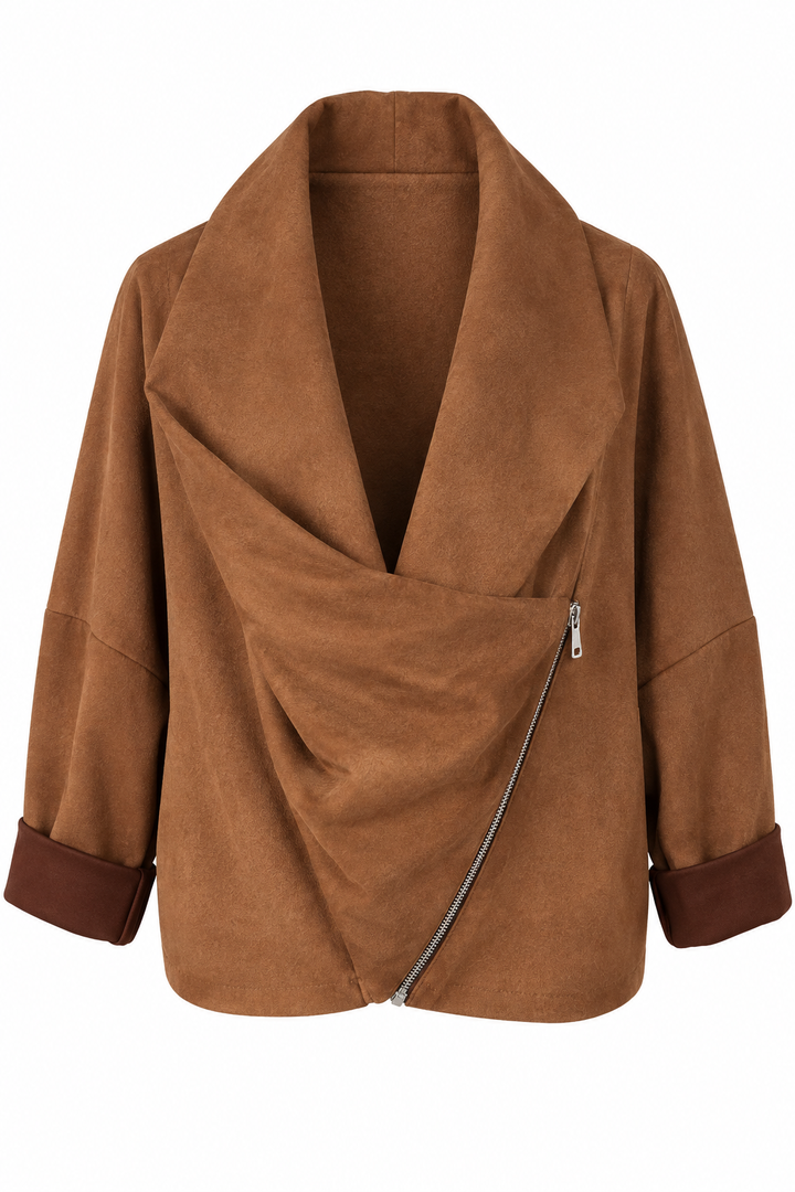 Urban Drape Faux Suede Jacket Tan
