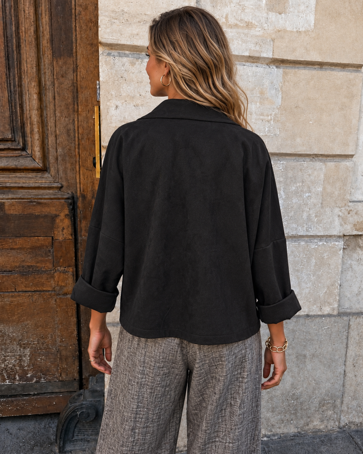 Urban Drape Faux Suede Jacket Black