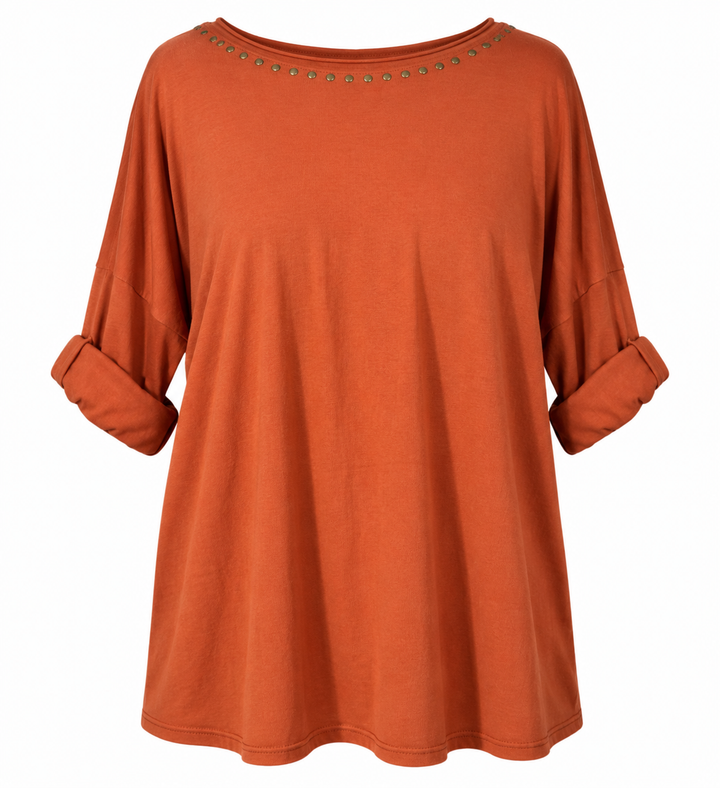 Luna Stud Detail Top Pumpkin