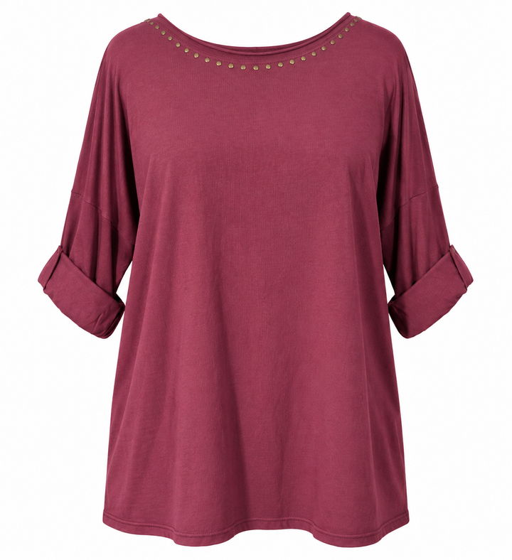 Luna Stud Detail Top Wine