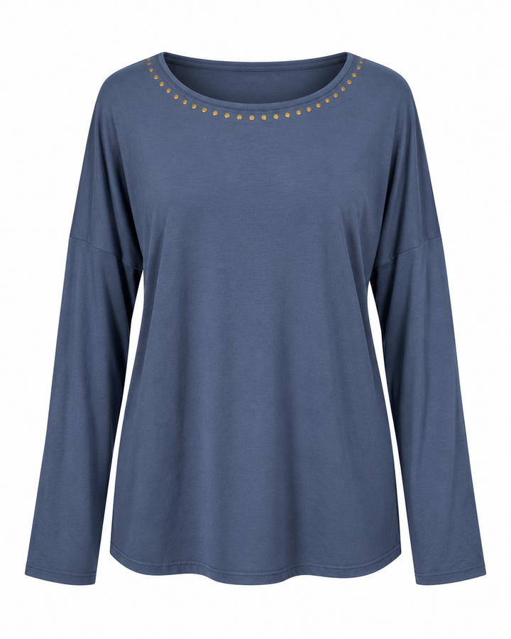 Luna Stud Detail Top Navy