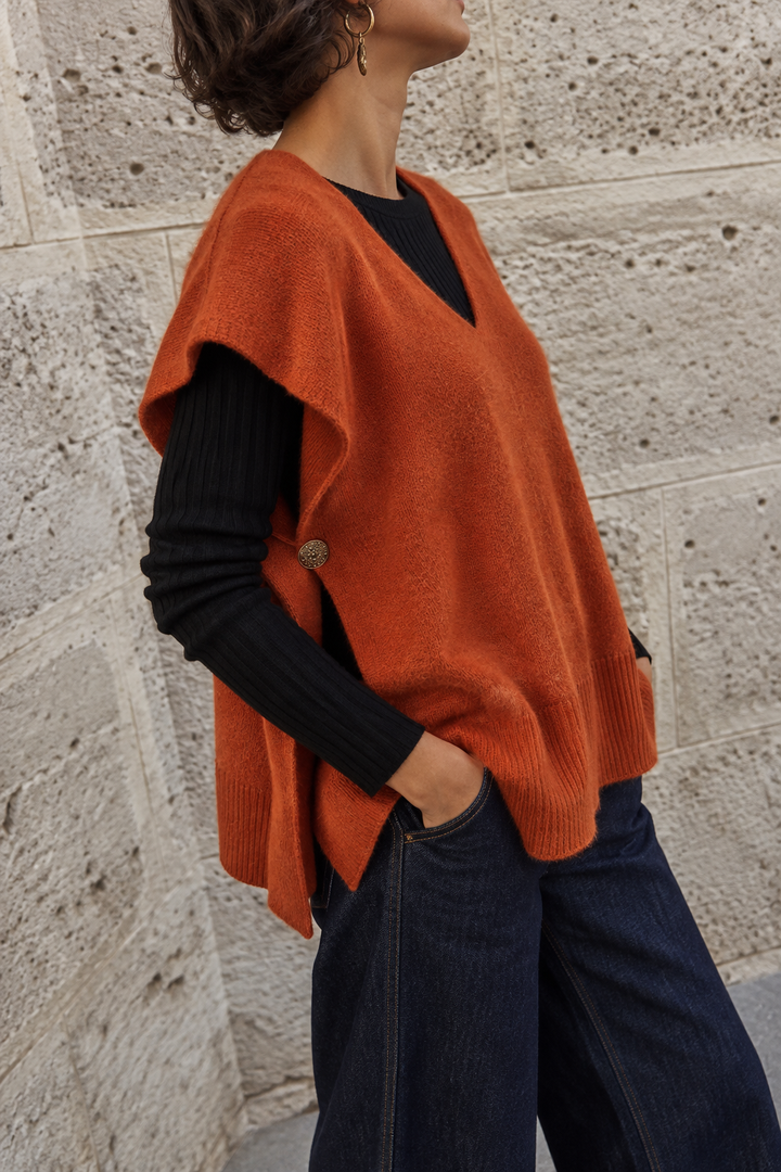 Ember Gold Button Tank Top Pumpkin