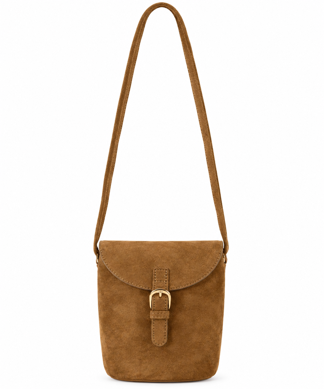 Mabel Faux Suede Messenger Bag Tan