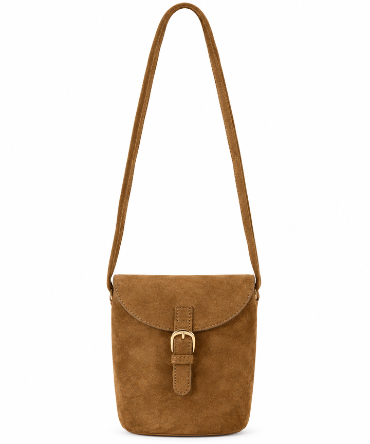 Mabel Faux Suede Messenger Bag Tan