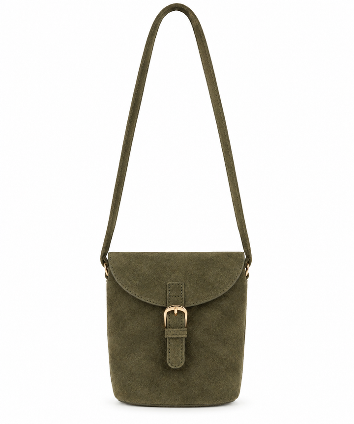 Mabel Faux Suede Messenger Bag Khaki