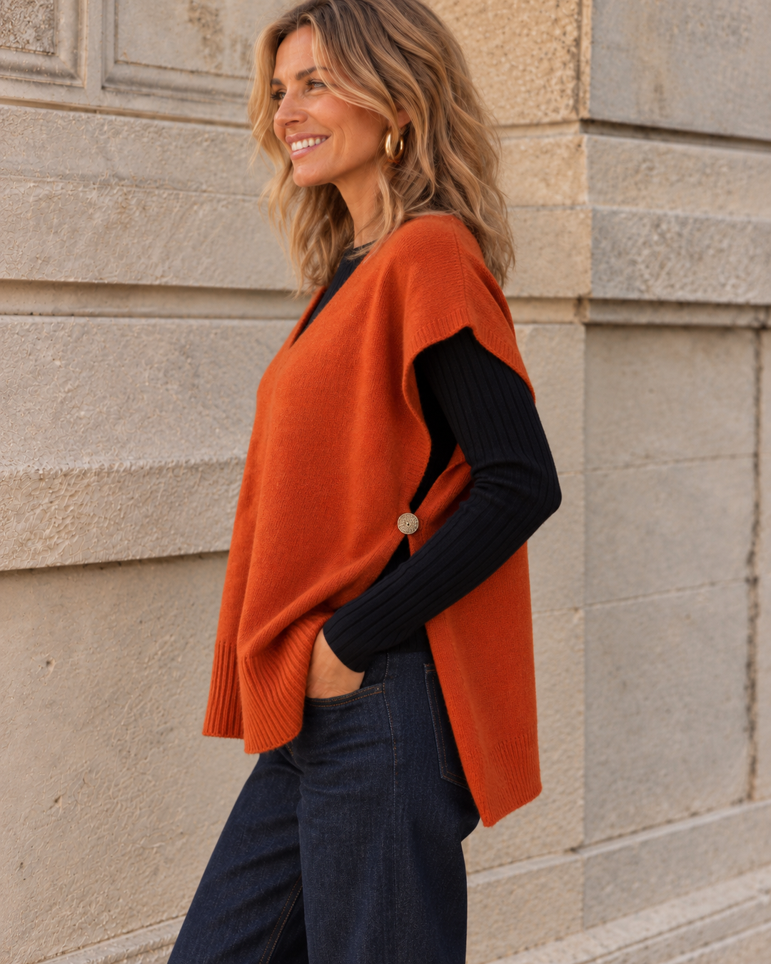 Ember Gold Button Tank Top Pumpkin