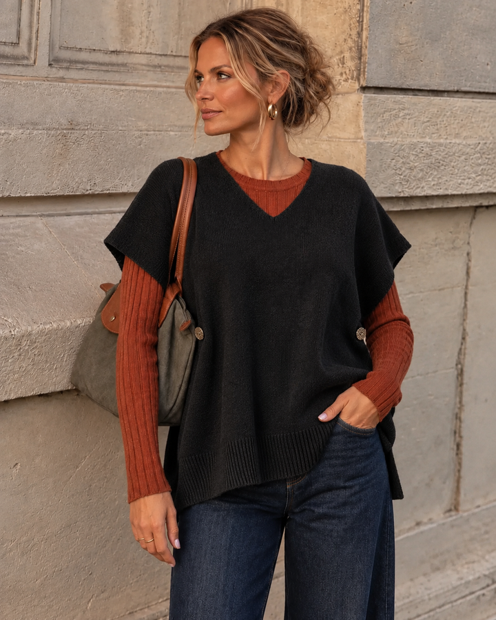 Ember Gold Button Tank Top Black