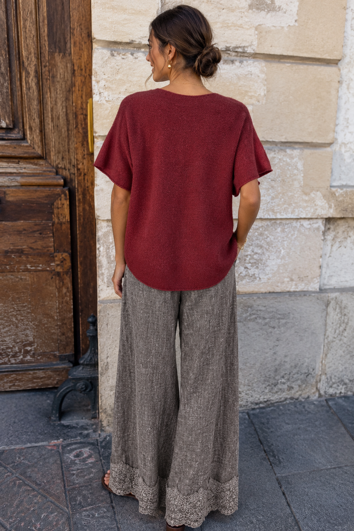 Anabelle Short Sleeved Jumper Wine