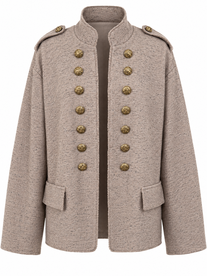 Curved Edge Military Jacket Latte