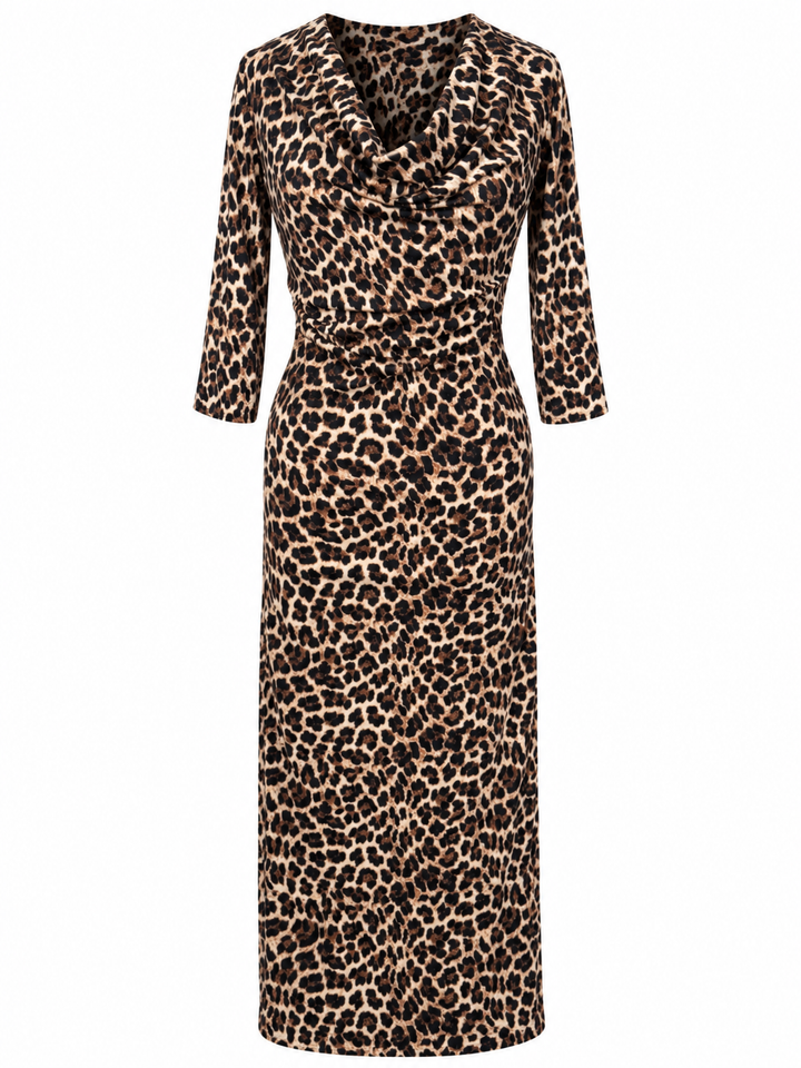 Sasha Cowl Neck Dress Leopard