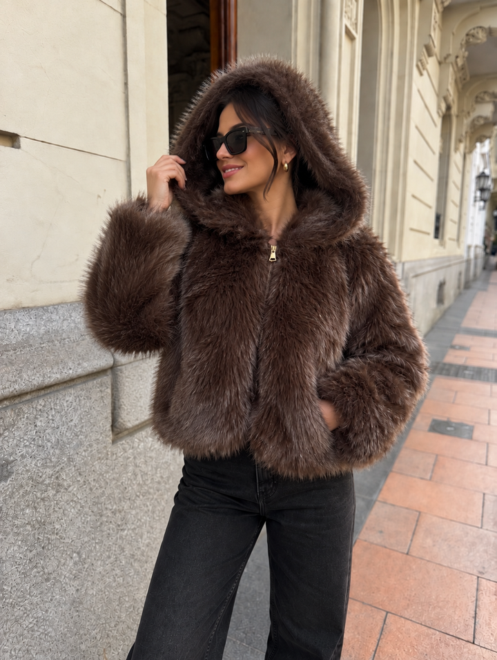 Lumi Luxe Hooded Jacket Chocolate