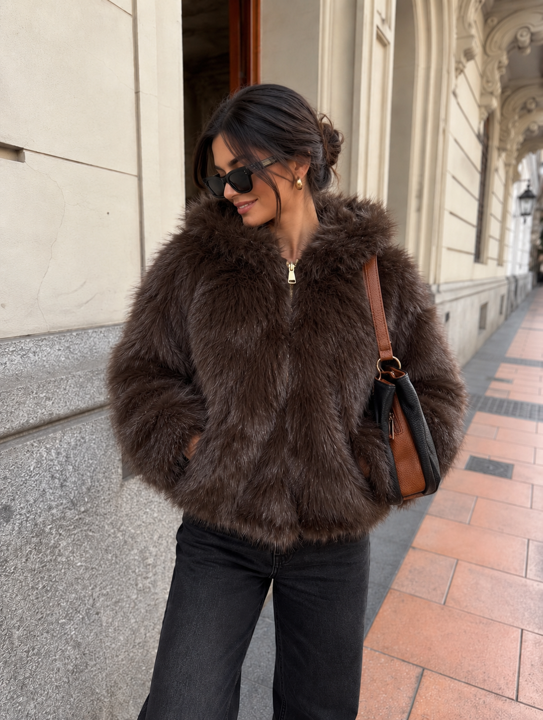 Lumi Luxe Hooded Jacket Chocolate