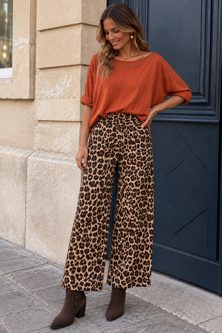 Cassie Belted Trousers Leopard